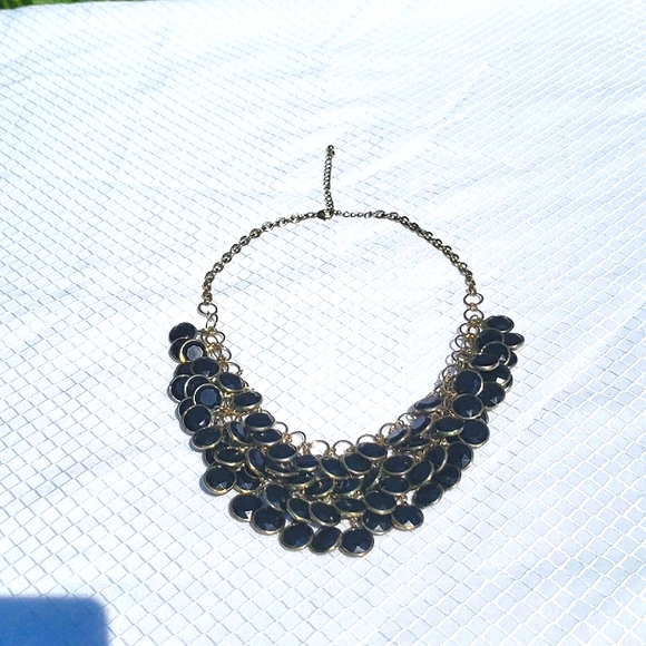 Bold Necklace with Layered Black Jewels - Picture 2 of 4